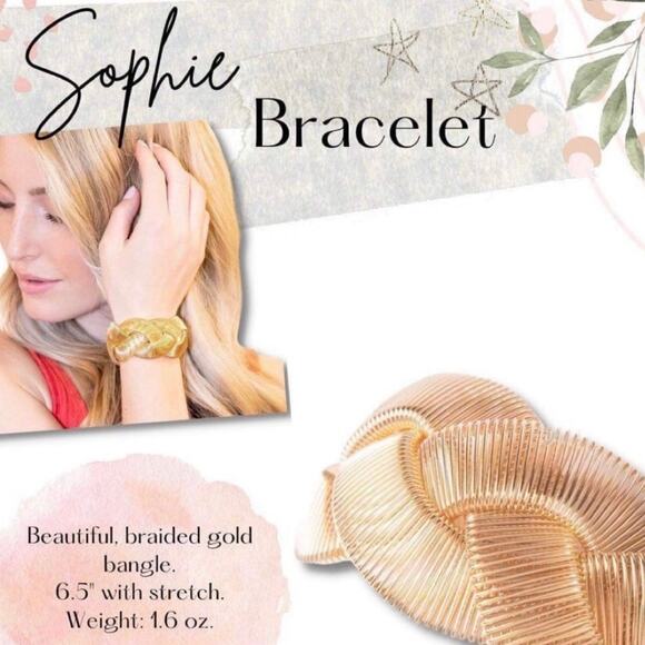 New Plunder "Sophie" Gold Braided Stretch Bracelet - Picture 3 of 5